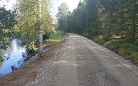 cykelväg utmed en sjö och skog
