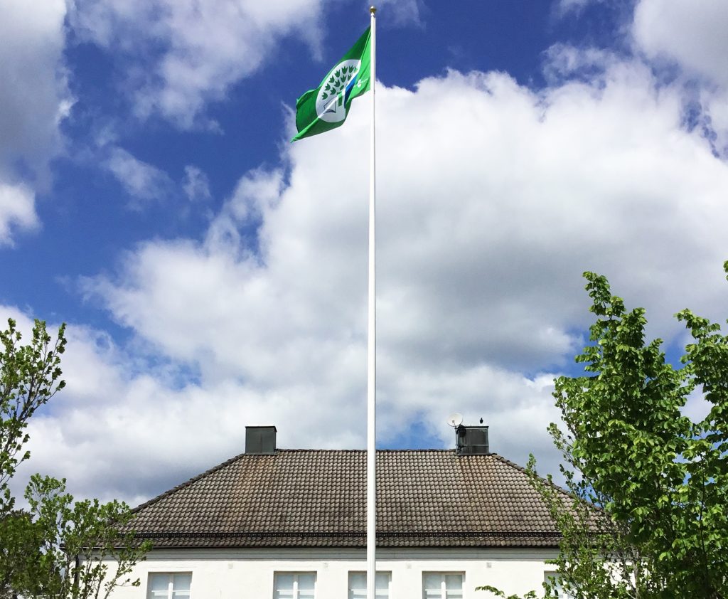 Grön flagga på flaggstång