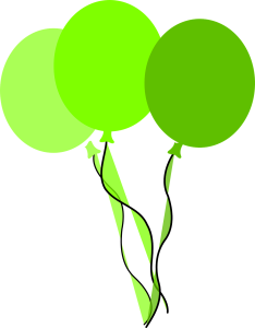 Gröna illustrerade ballonger. Ingen bakgrund.